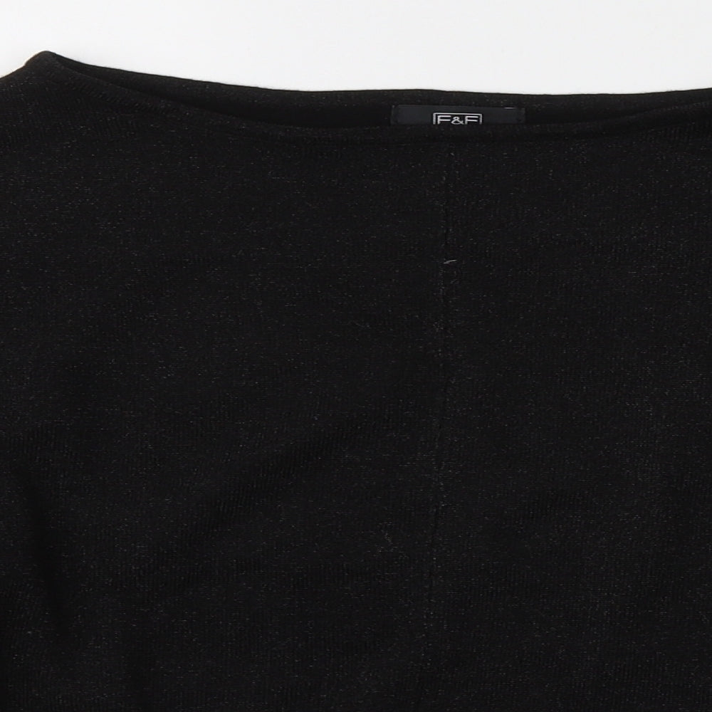F&F Womens Black Boat Neck  Viscose Pullover Jumper Size 6