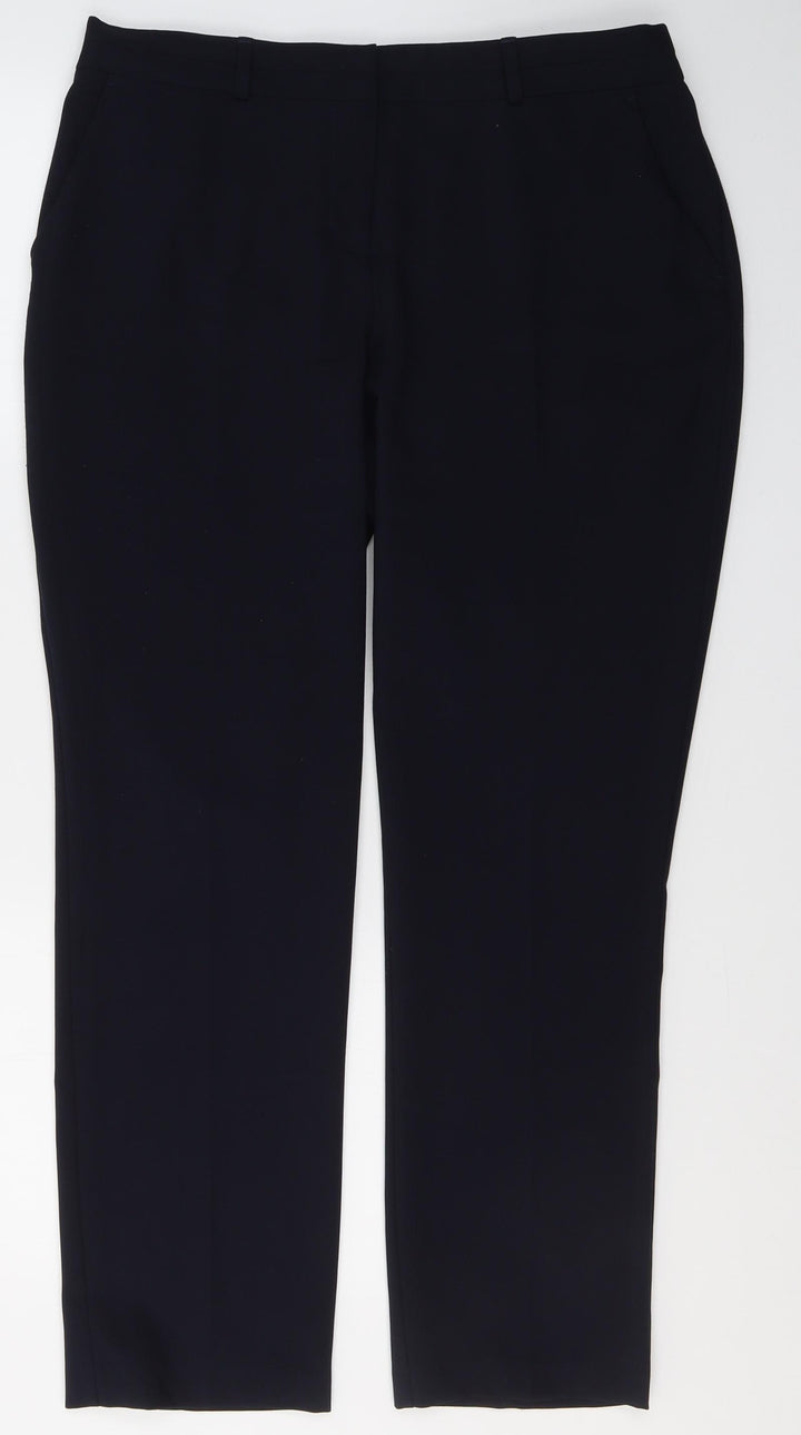 Dunnes Stores Womens Blue Polyester Trousers Size 12 L28 in Regular