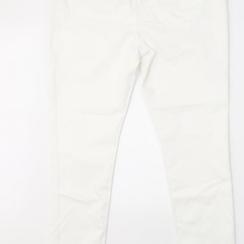 F&F Womens White  Cotton Skinny Jeans Size 16 L29 in Regular Button