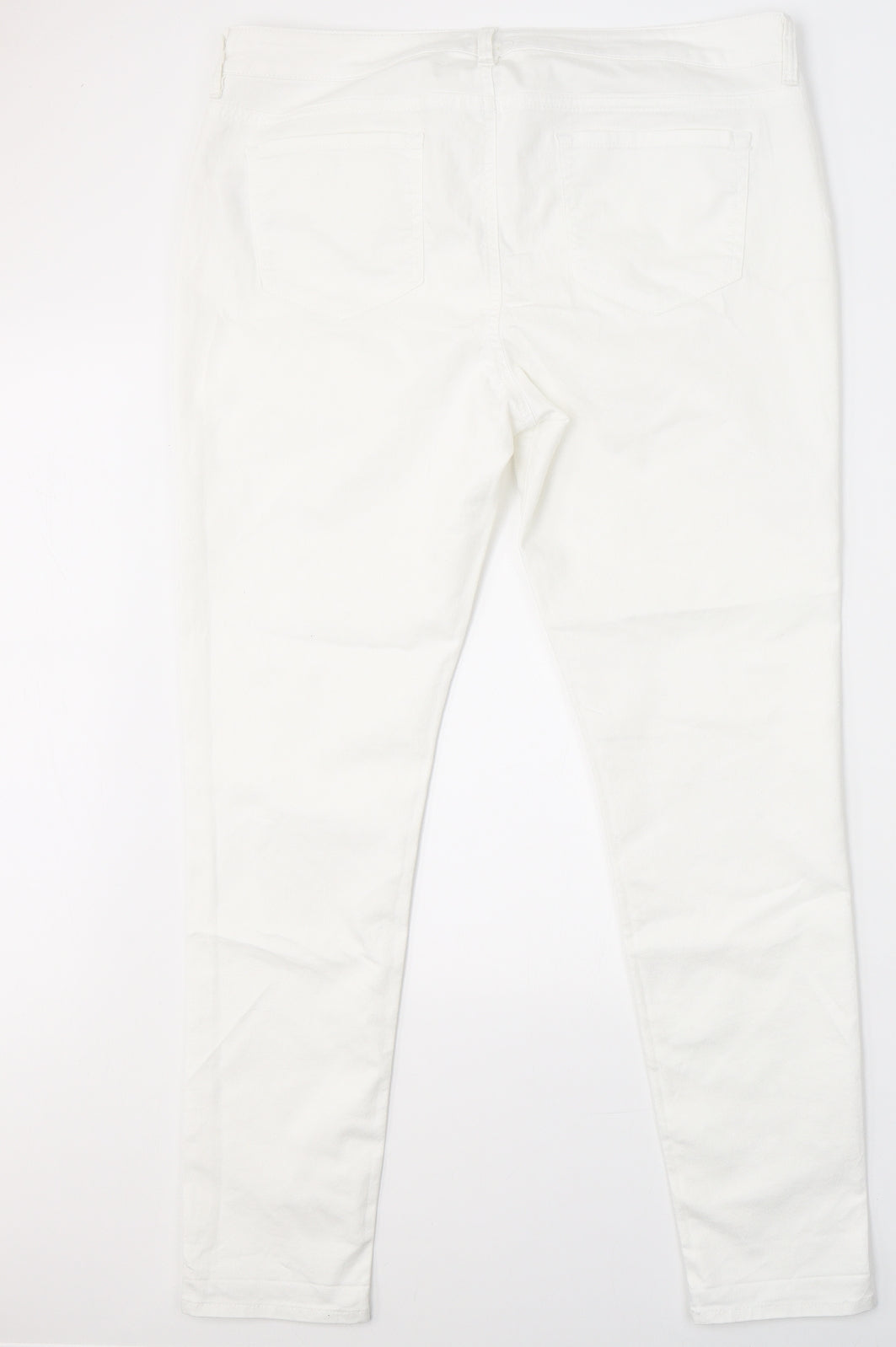F&F Womens White  Cotton Skinny Jeans Size 16 L29 in Regular Button