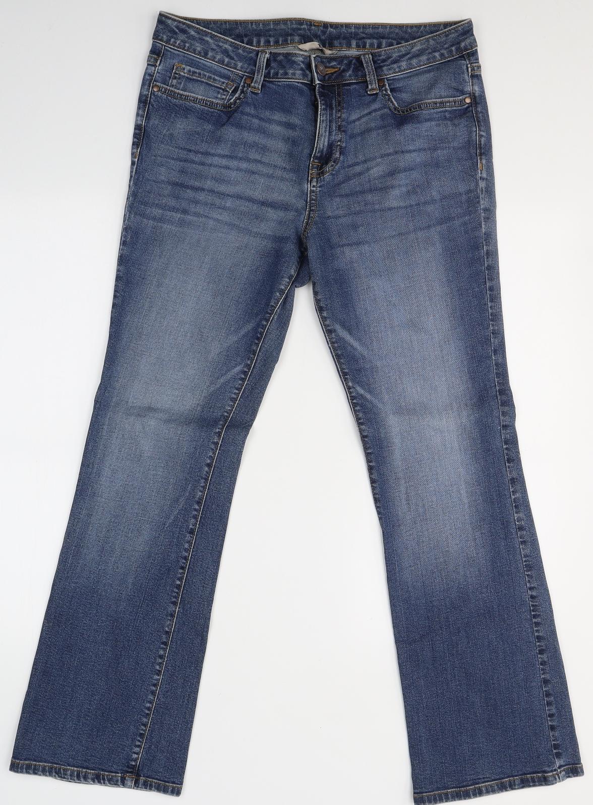TU Womens Blue  Cotton Flared Jeans Size 14 L28 in Regular Button