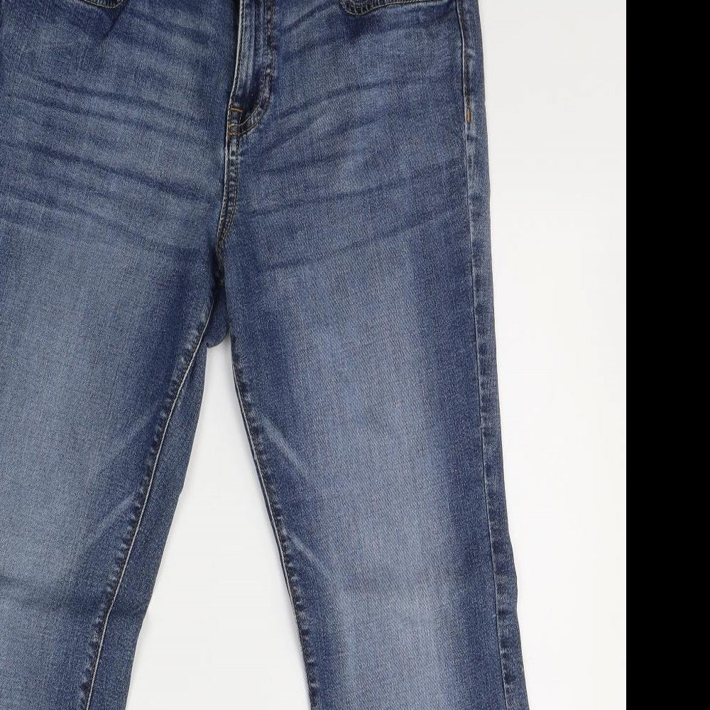 TU Womens Blue  Cotton Flared Jeans Size 14 L28 in Regular Button