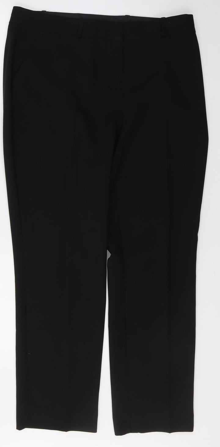 Dunnes Stores Womens Black Polyester Trousers Size 14 L29 in Regular