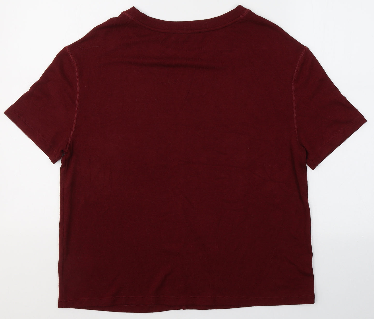 Marks and Spencer Womens Red  Viscose Basic T-Shirt Size M Round Neck