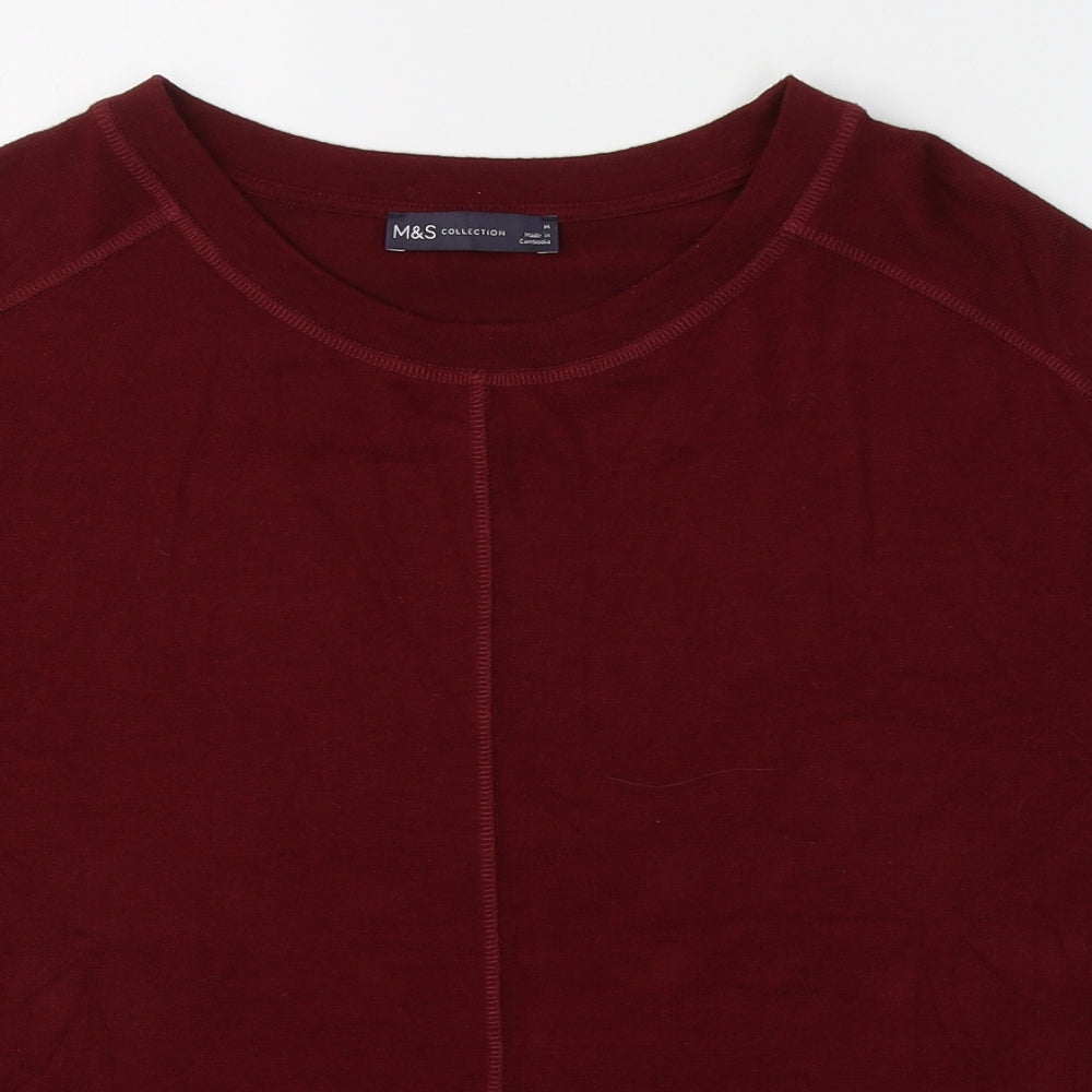 Marks and Spencer Womens Red  Viscose Basic T-Shirt Size M Round Neck