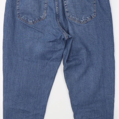 Marks and Spencer Womens Blue  Cotton Mom Jeans Size 14 L26 in Regular