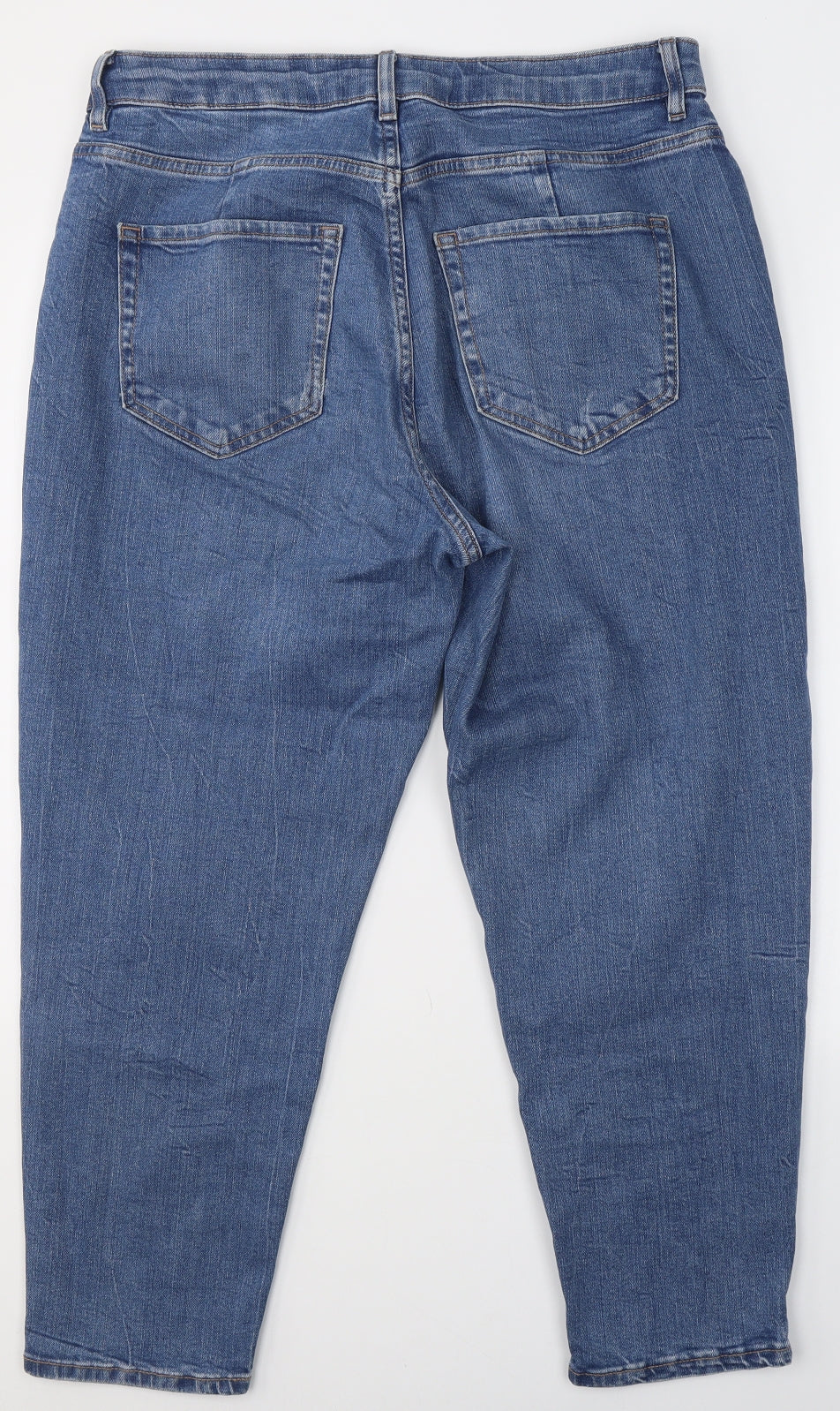Marks and Spencer Womens Blue  Cotton Mom Jeans Size 14 L26 in Regular