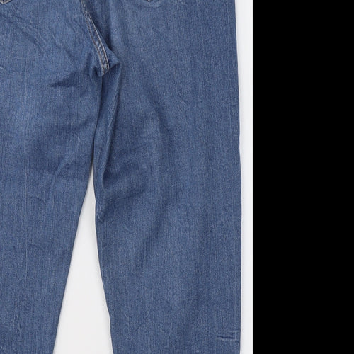 Marks and Spencer Womens Blue  Cotton Mom Jeans Size 14 L26 in Regular