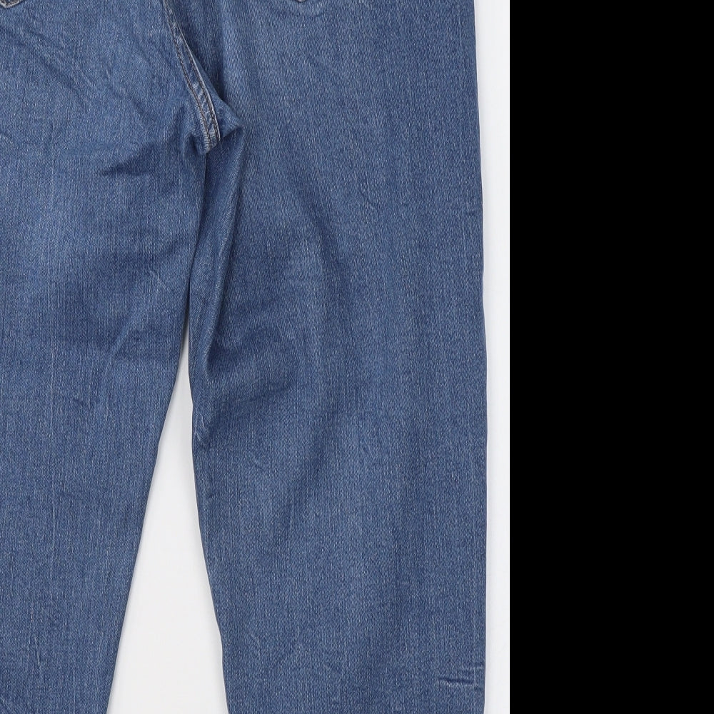 Marks and Spencer Womens Blue  Cotton Mom Jeans Size 14 L26 in Regular