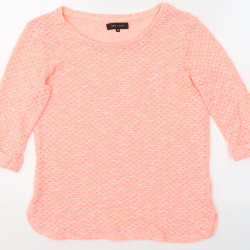 New Look Womens Pink Round Neck  Polyester Pullover Jumper Size 10   - Neon Pink