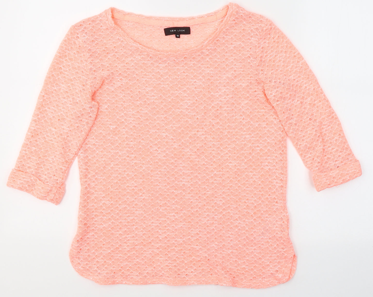 New Look Womens Pink Round Neck  Polyester Pullover Jumper Size 10   - Neon Pink
