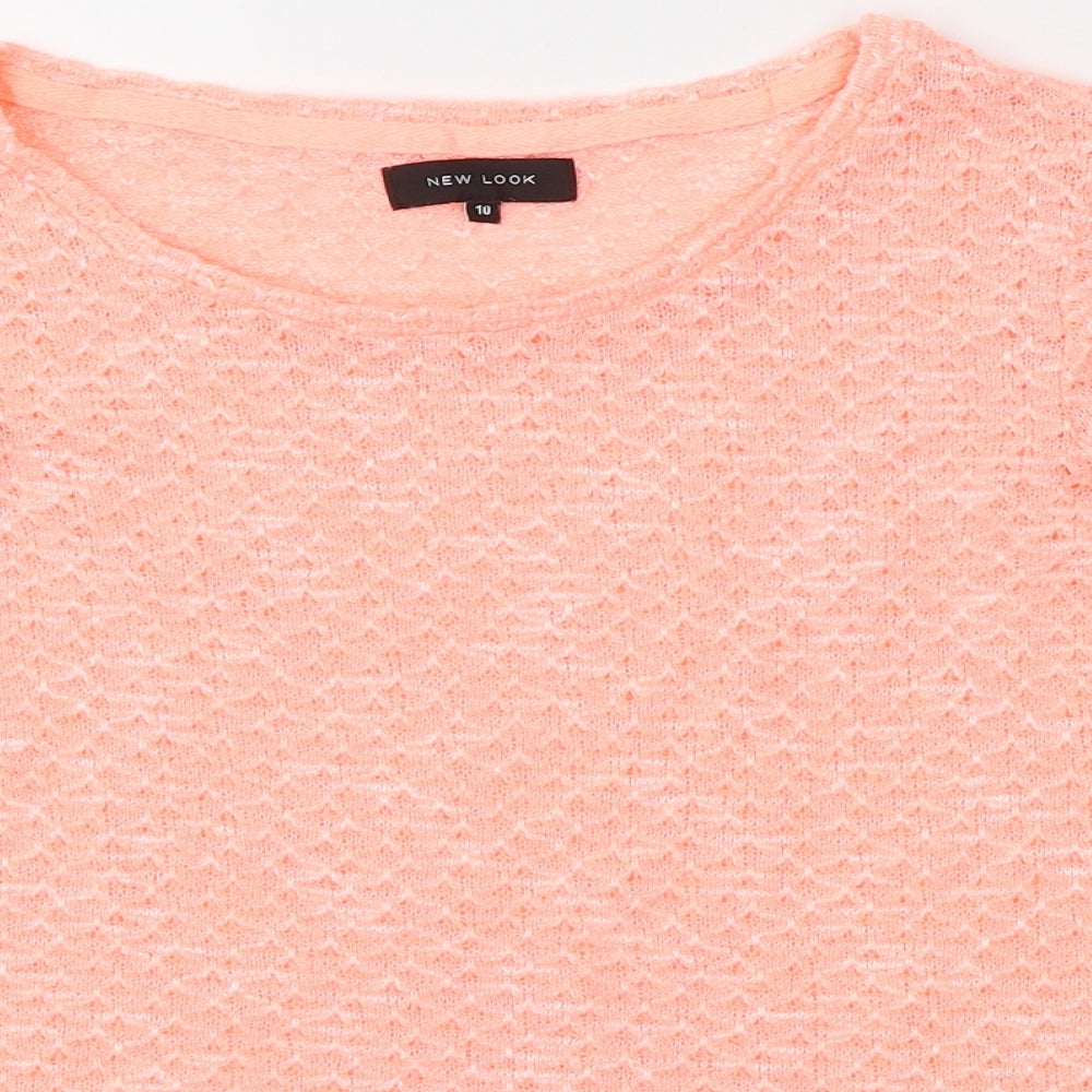 New Look Womens Pink Round Neck  Polyester Pullover Jumper Size 10   - Neon Pink