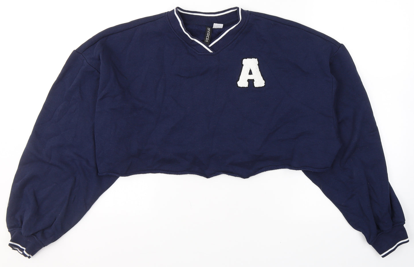 Divided by H&M Womens Blue  Cotton Pullover Sweatshirt Size M   - Crop top