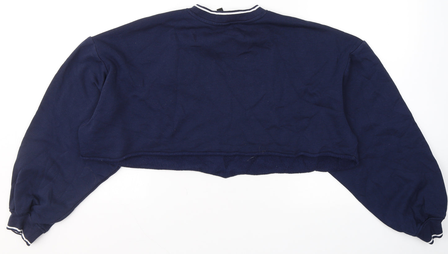 Divided by H&M Womens Blue  Cotton Pullover Sweatshirt Size M   - Crop top