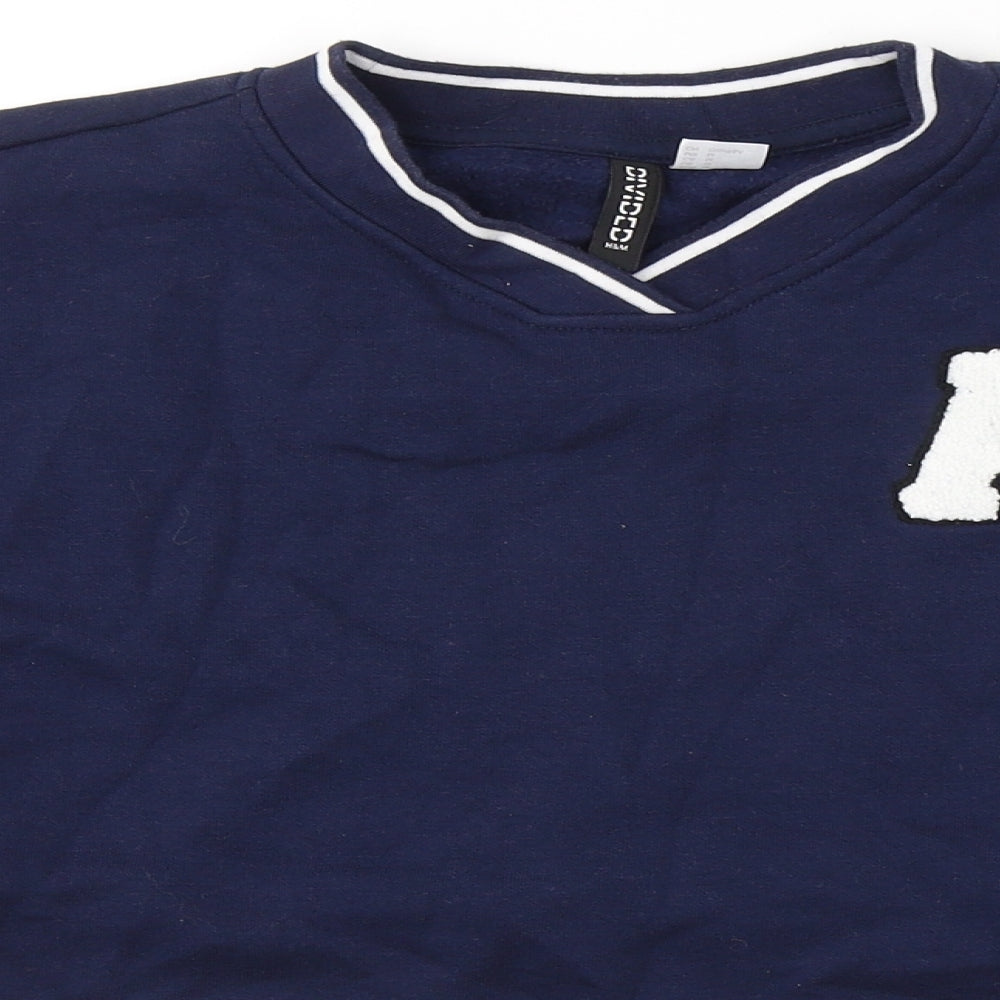 Divided by H&M Womens Blue  Cotton Pullover Sweatshirt Size M   - Crop top