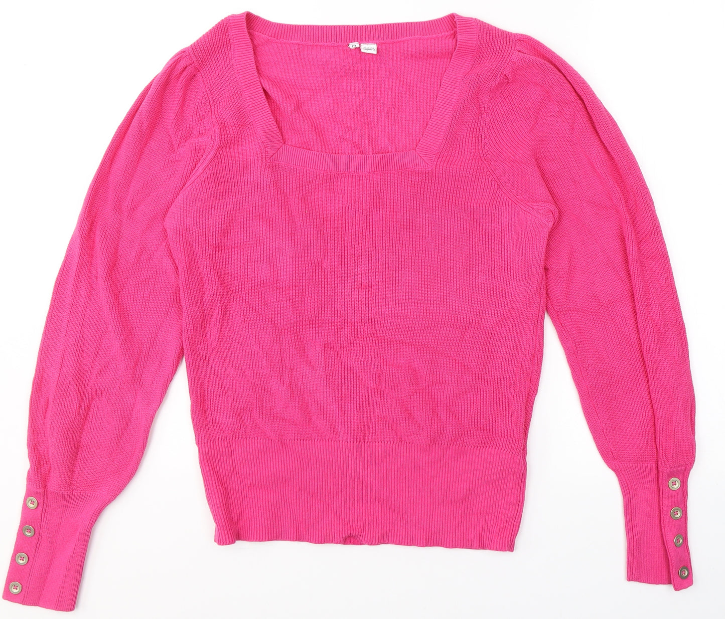 Preworn Womens Pink Round Neck  Cotton Pullover Jumper Size 12
