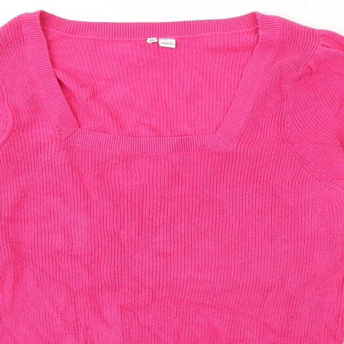 Preworn Womens Pink Round Neck  Cotton Pullover Jumper Size 12
