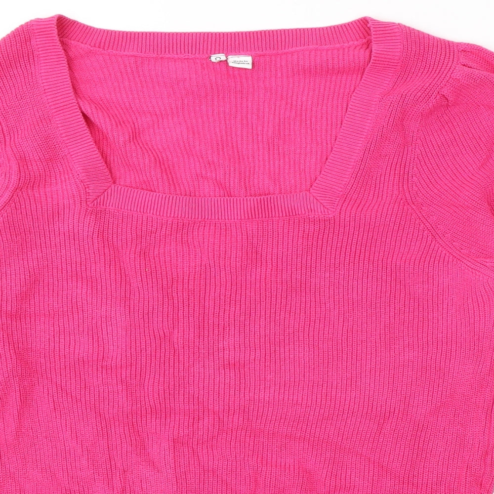 Preworn Womens Pink Round Neck  Cotton Pullover Jumper Size 12