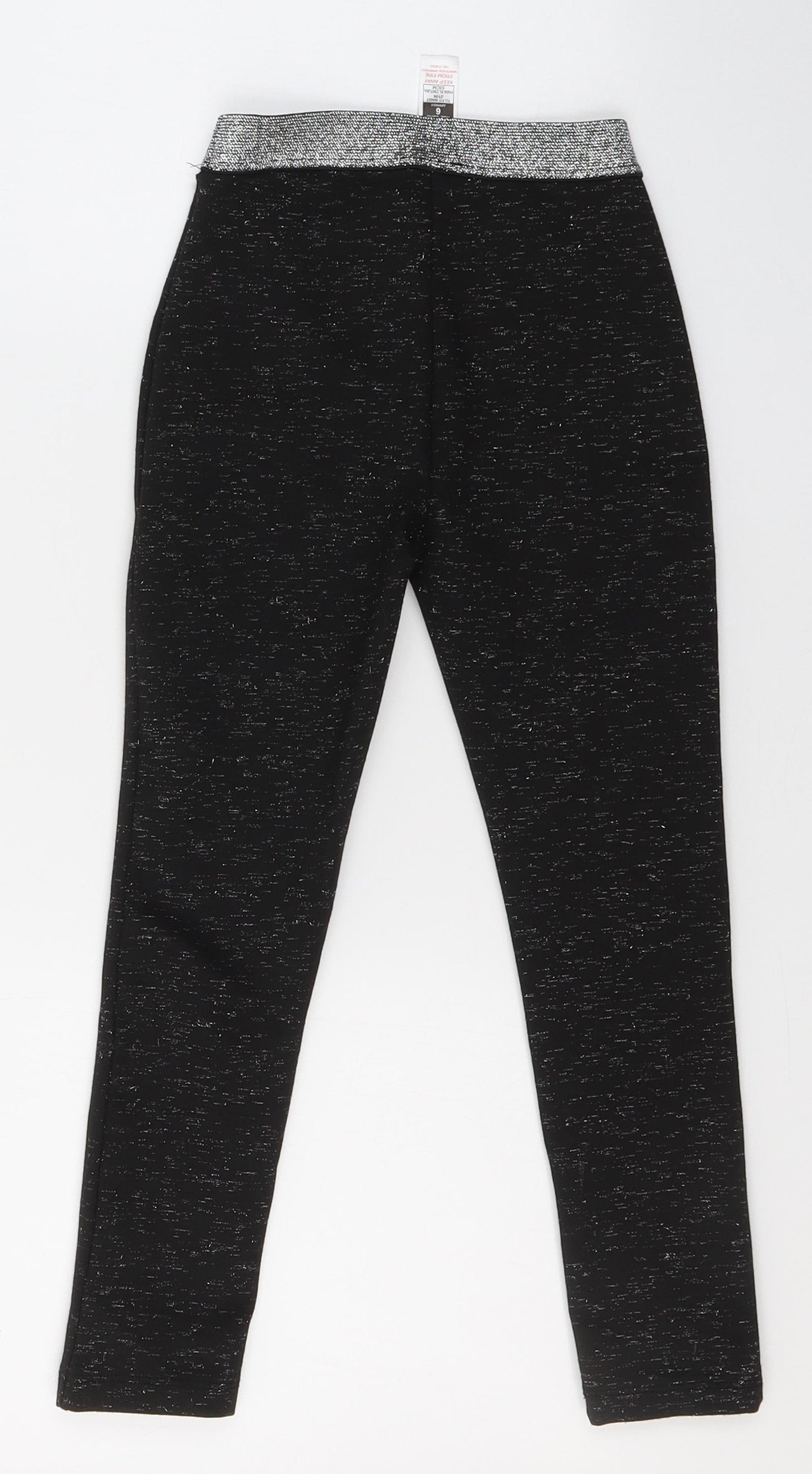 Dunnes Stores Girls Black  Polyester Jegging Trousers Size 6 Years  Regular  - Sparkle