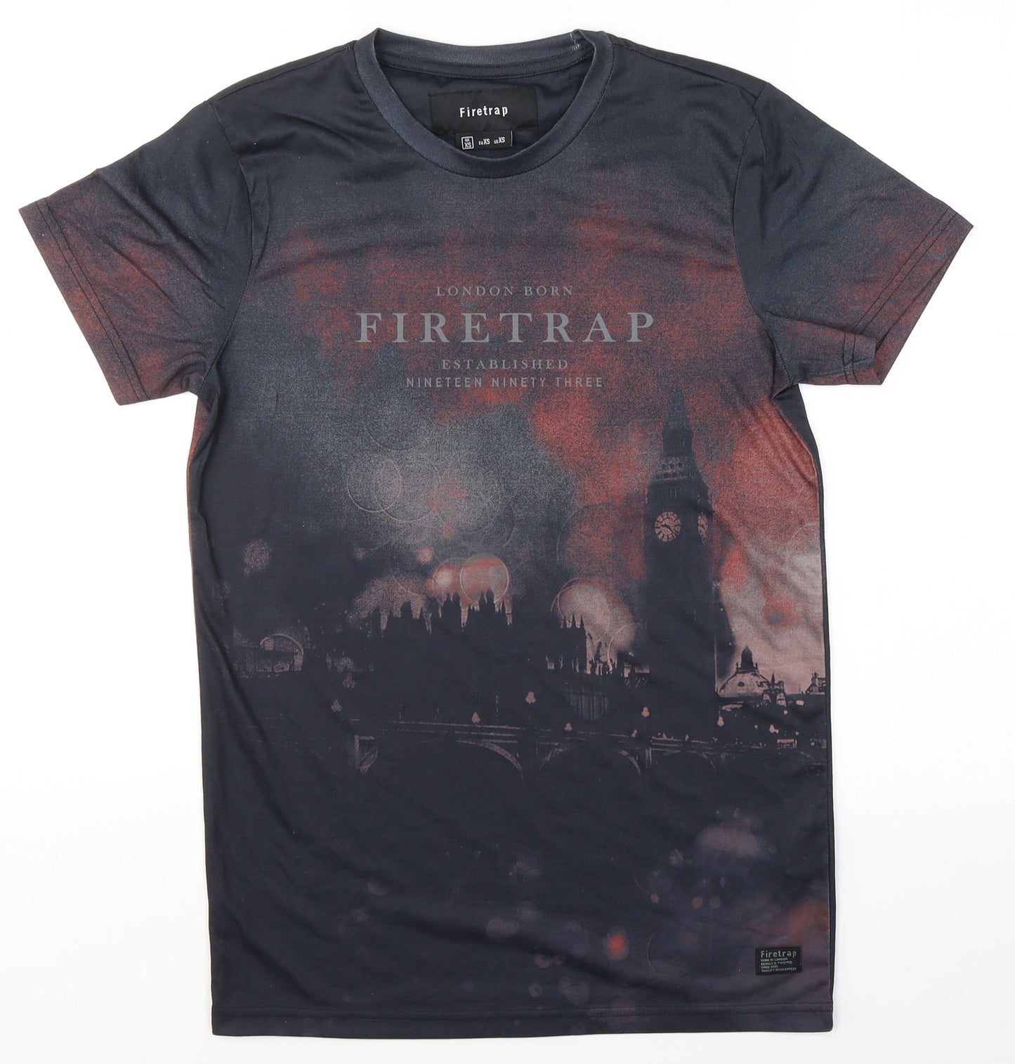 Firetrap Mens Black  Polyester  T-Shirt Size XS Round Neck  - London