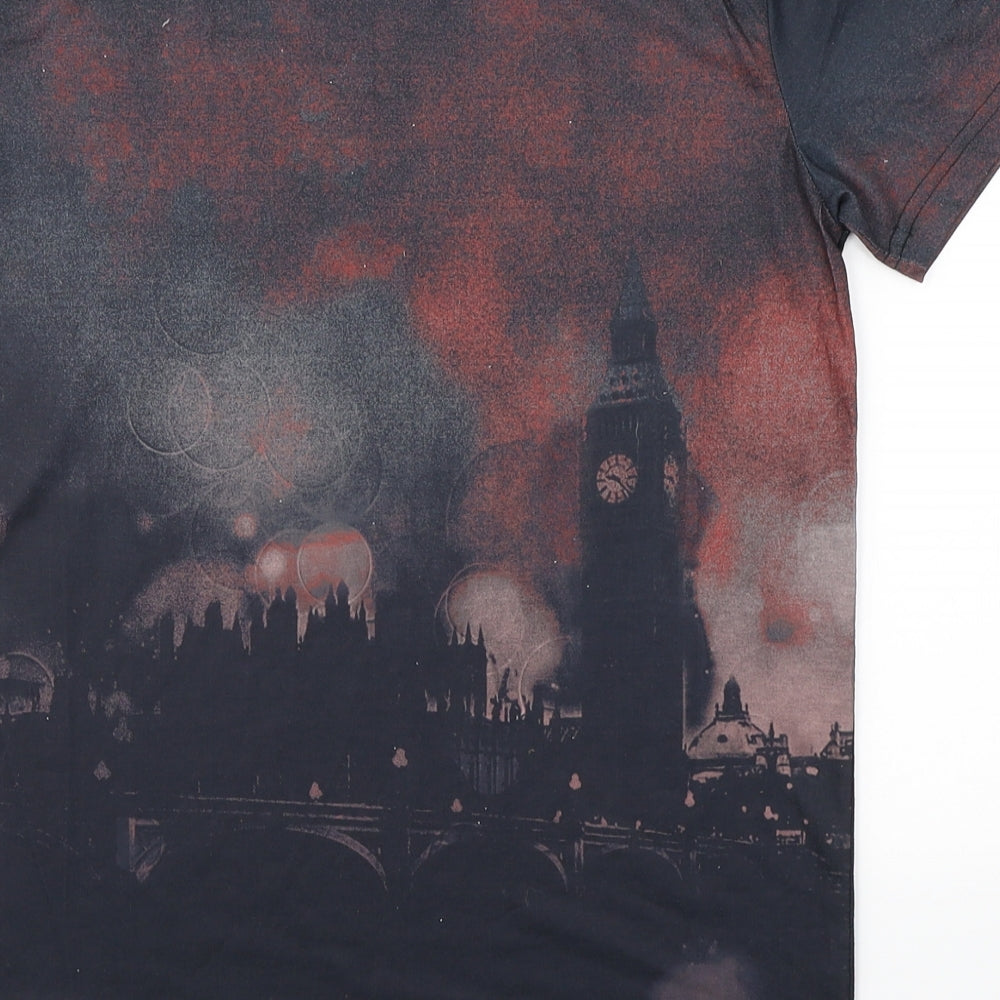 Firetrap Mens Black  Polyester  T-Shirt Size XS Round Neck  - London