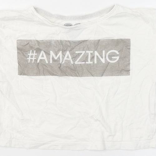 F&F Girls White  Cotton Basic T-Shirt Size 5-6 Years Round Neck  - Amazing