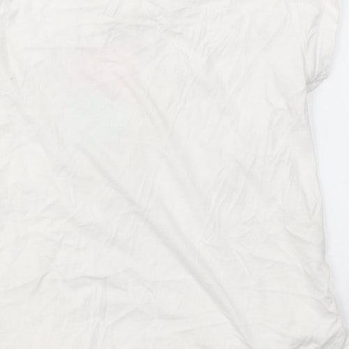 Dunnes Stores Girls White  Cotton Basic T-Shirt Size 7 Years Round Neck  - Ice Cream Print