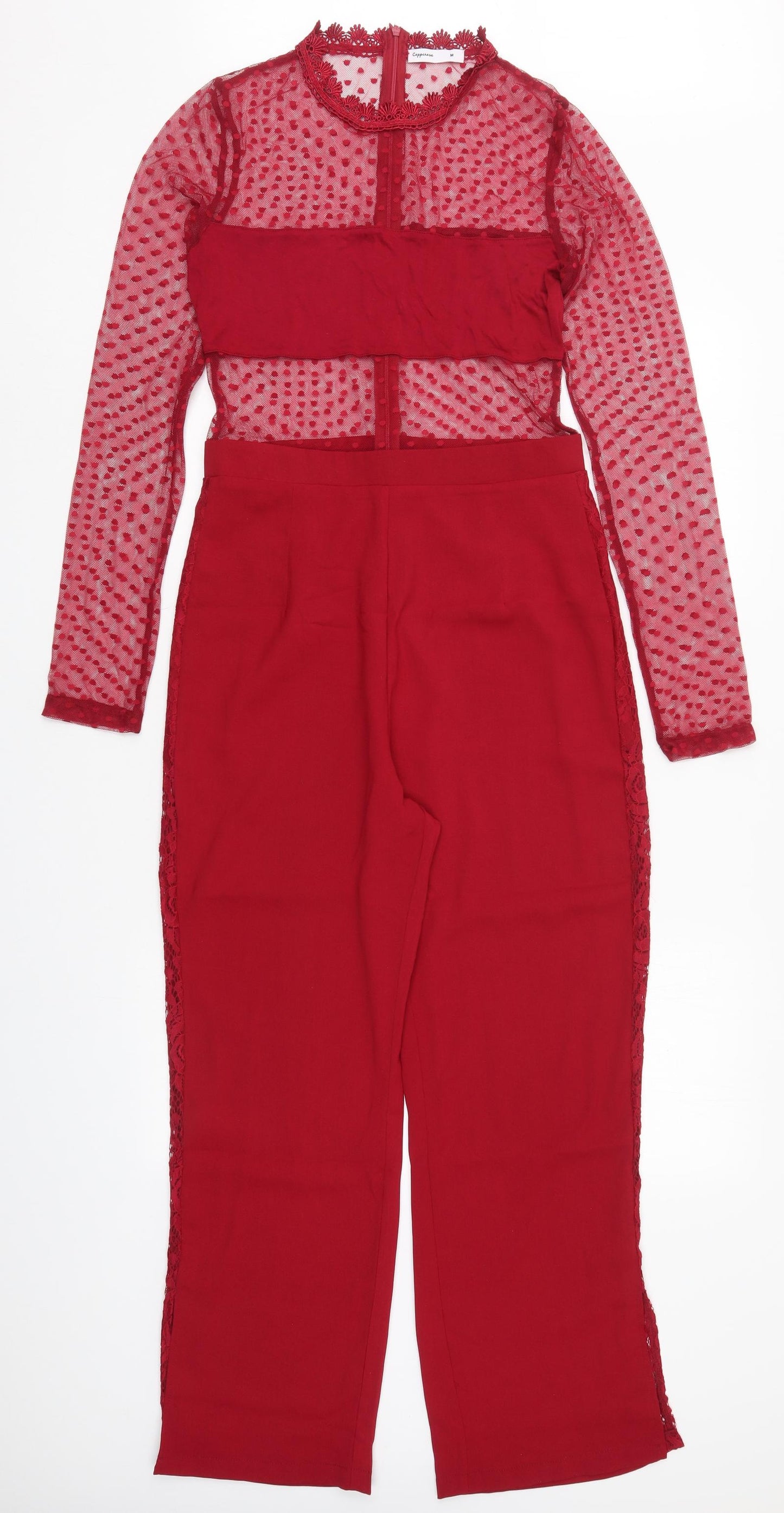 Copperose Womens Red Polka Dot Polyester Jumpsuit One-Piece Size M L26 in Zip