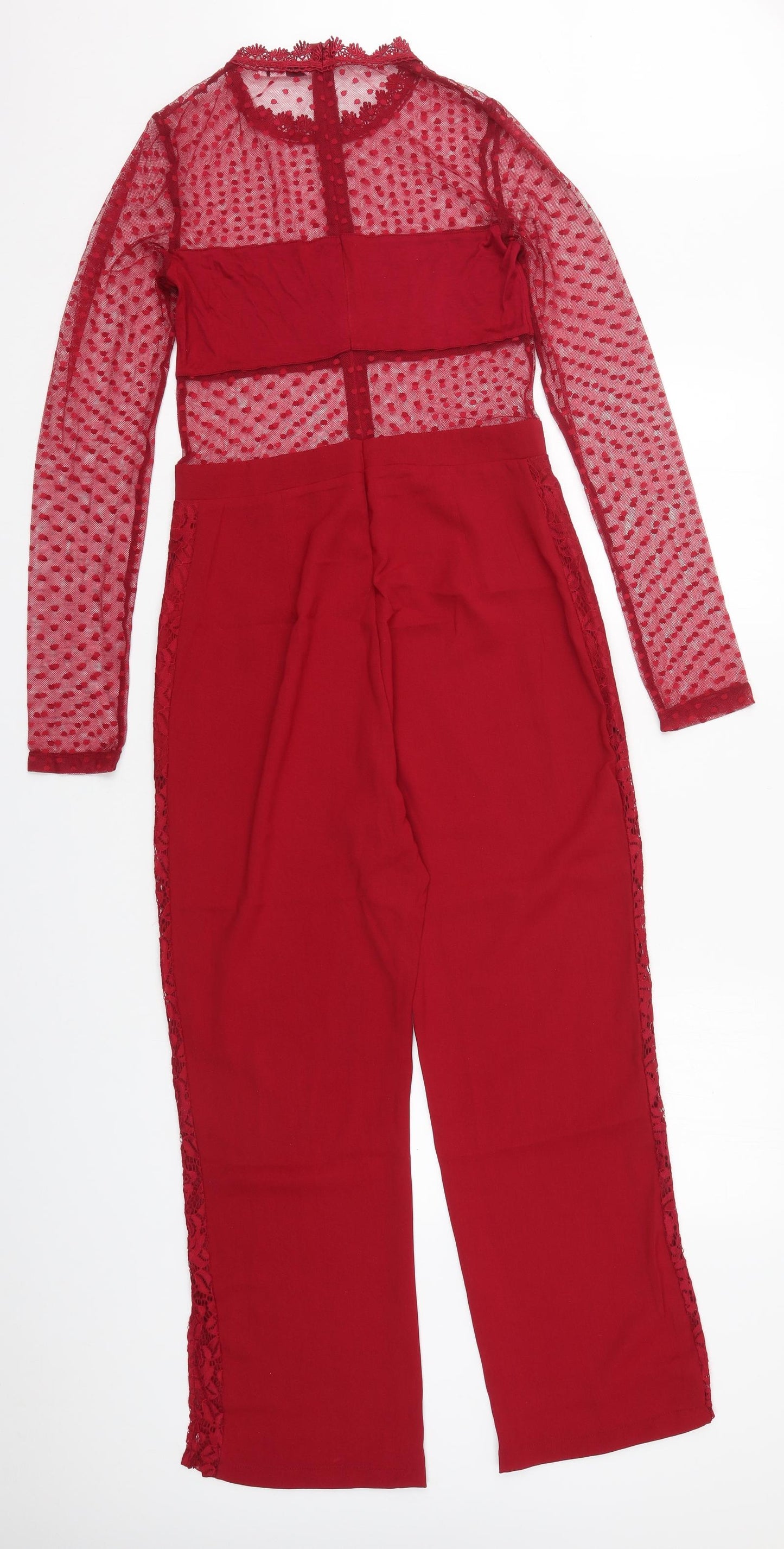 Copperose Womens Red Polka Dot Polyester Jumpsuit One-Piece Size M L26 in Zip