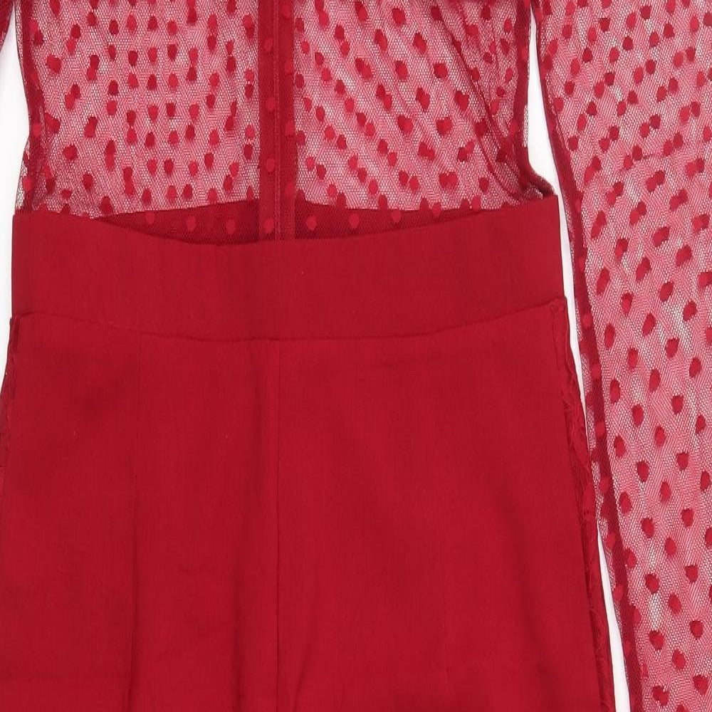 Copperose Womens Red Polka Dot Polyester Jumpsuit One-Piece Size M L26 in Zip