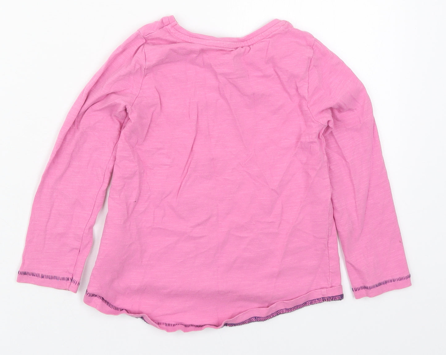 Mothercare Girls Pink  Cotton Basic T-Shirt Size 3-4 Years Crew Neck Pullover