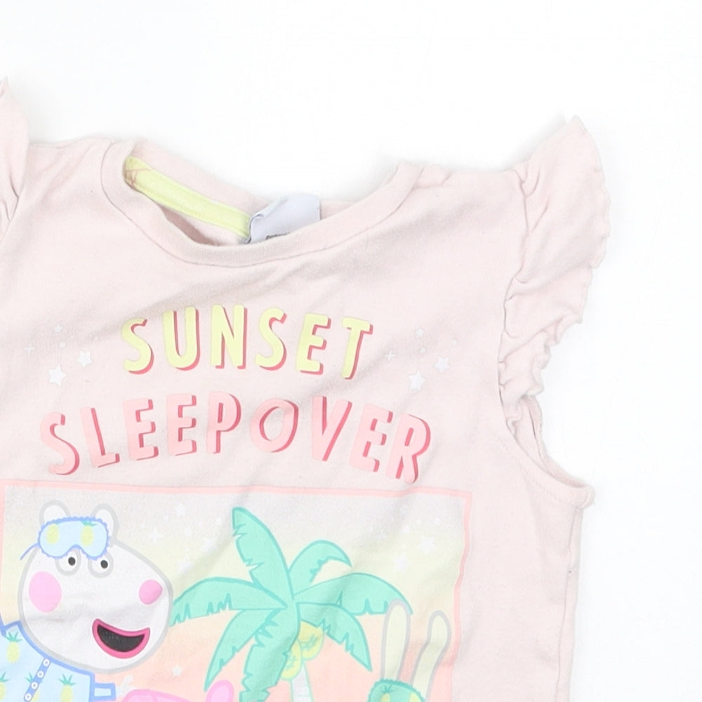 George Girls Pink Solid Cotton Top Pyjama Top Size 2-3 Years  Pullover - Peppa Pig Sunset Sleepover