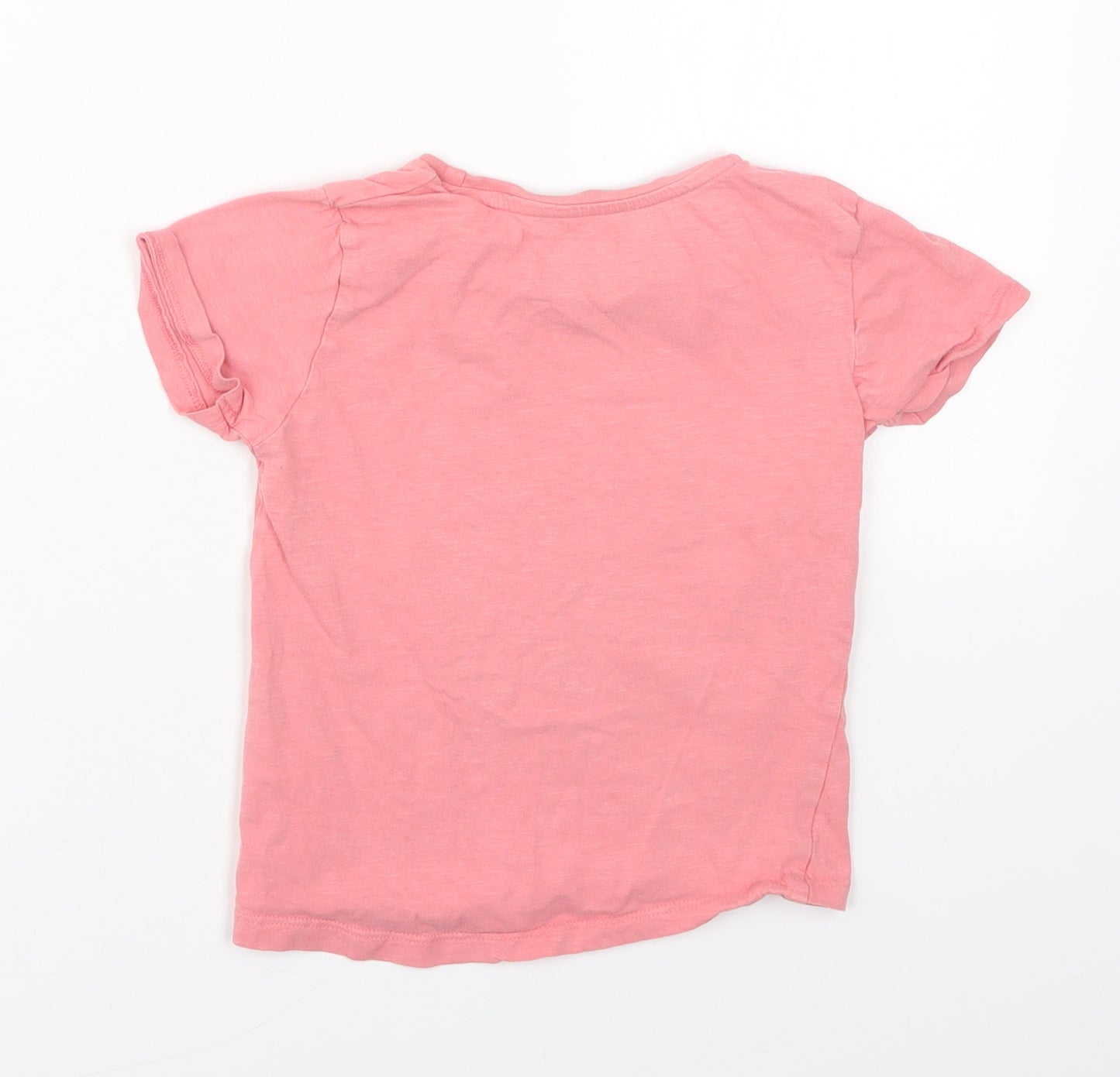 Matalan Girls Pink  Cotton Basic T-Shirt Size 3-4 Years Crew Neck Pullover - Flower