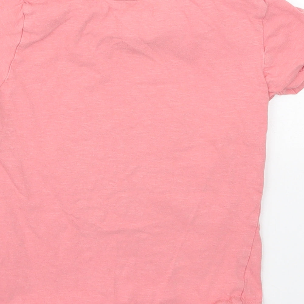 Matalan Girls Pink  Cotton Basic T-Shirt Size 3-4 Years Crew Neck Pullover - Flower