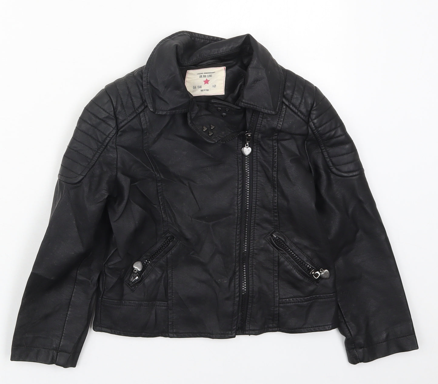 Young Dimension Girls Black   Jacket  Size 5-6 Years  Zip