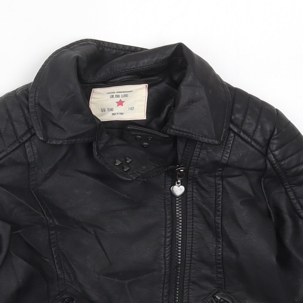 Young Dimension Girls Black   Jacket  Size 5-6 Years  Zip