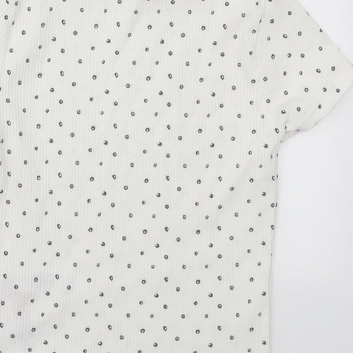 Primark Girls White Geometric Polyester Basic T-Shirt Size 10-11 Years Crew Neck Pullover