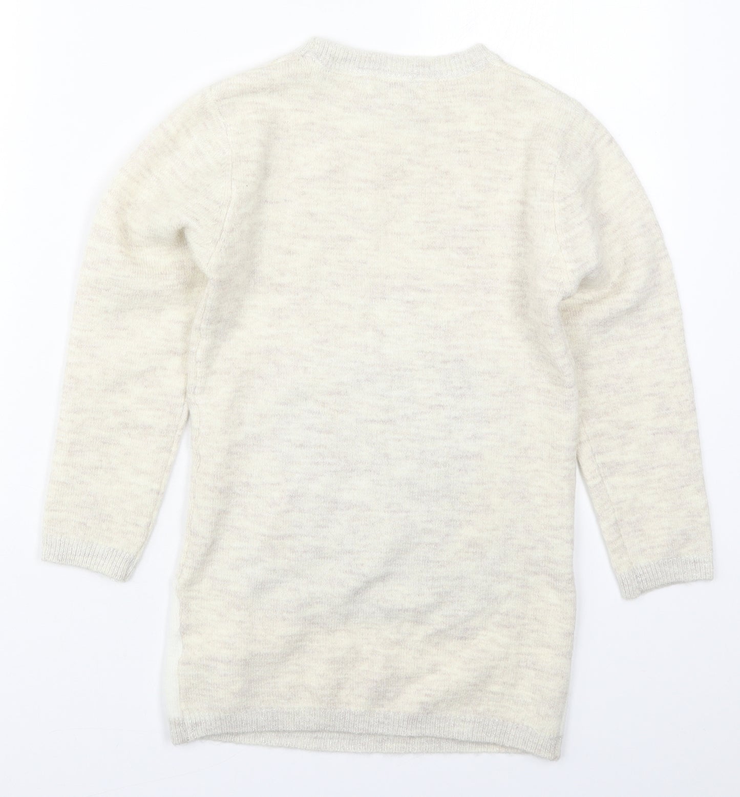 Primark Girls Beige Round Neck  Acrylic Pullover Jumper Size 7-8 Years  Pullover - Penguins
