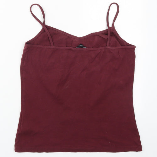 New Look Womens Red  Cotton Basic Tank Size L V-Neck - Burgundy