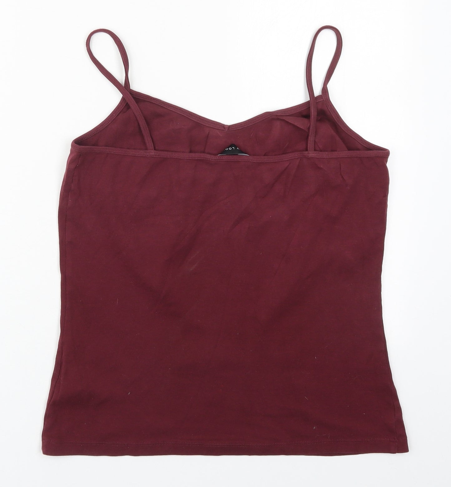 New Look Womens Red  Cotton Basic Tank Size L V-Neck - Burgundy