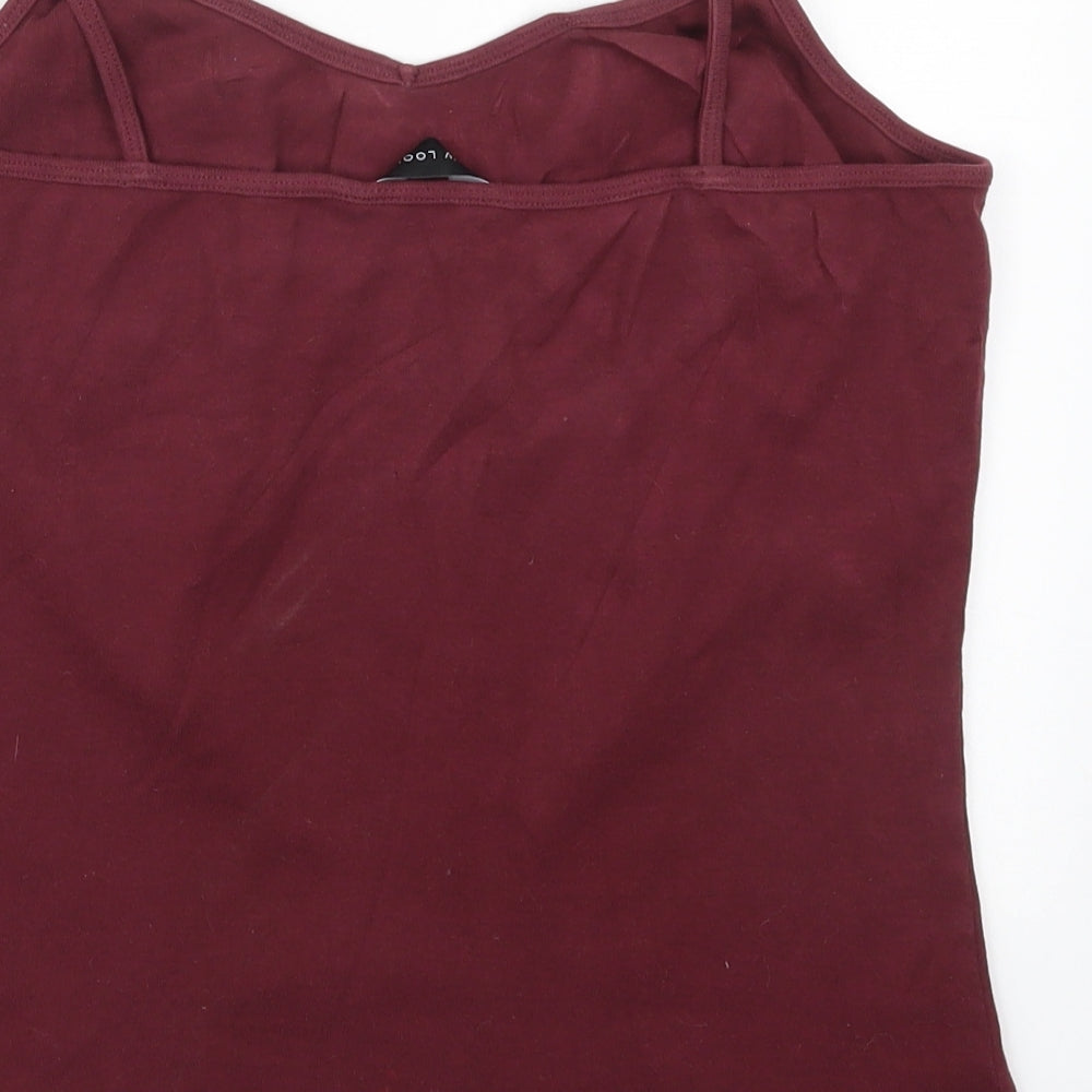 New Look Womens Red  Cotton Basic Tank Size L V-Neck - Burgundy