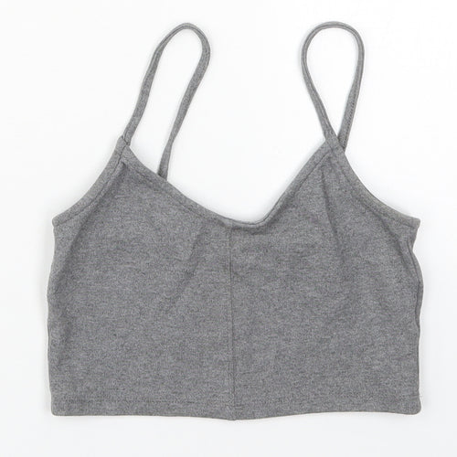 Topshop Womens Grey  Viscose Cropped Tank Size 8 V-Neck
