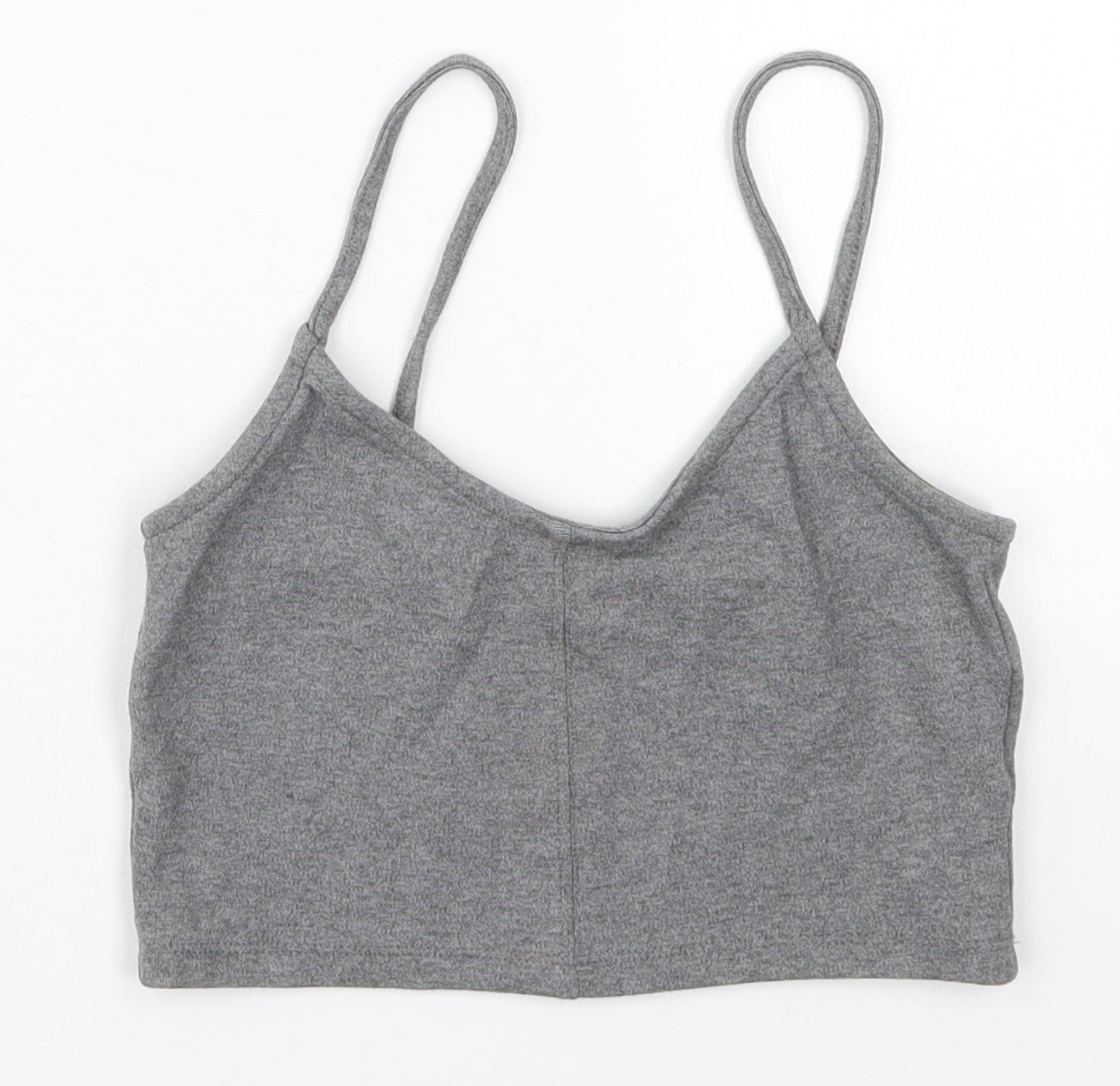 Topshop Womens Grey  Viscose Cropped Tank Size 8 V-Neck