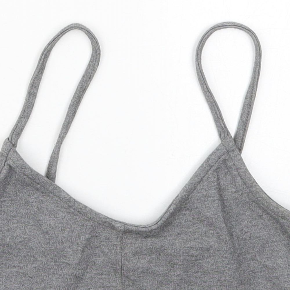 Topshop Womens Grey  Viscose Cropped Tank Size 8 V-Neck