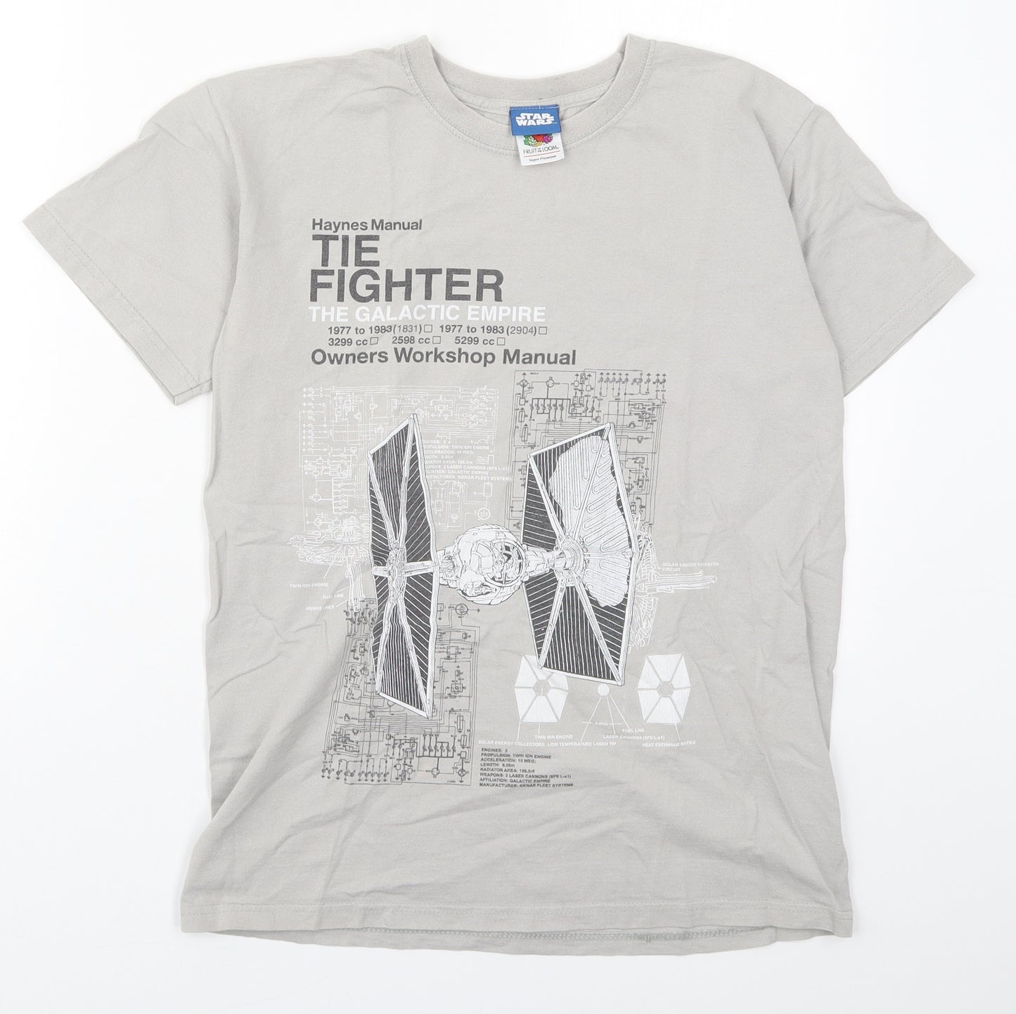 Fruit of the Loom Mens Grey  Cotton  T-Shirt Size S Crew Neck  - Star Wars The Fighter