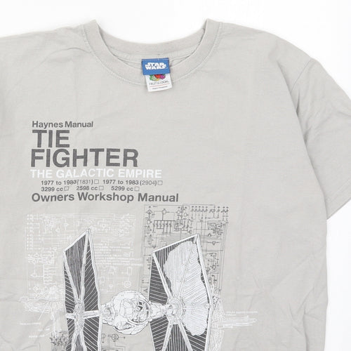 Fruit of the Loom Mens Grey  Cotton  T-Shirt Size S Crew Neck  - Star Wars The Fighter
