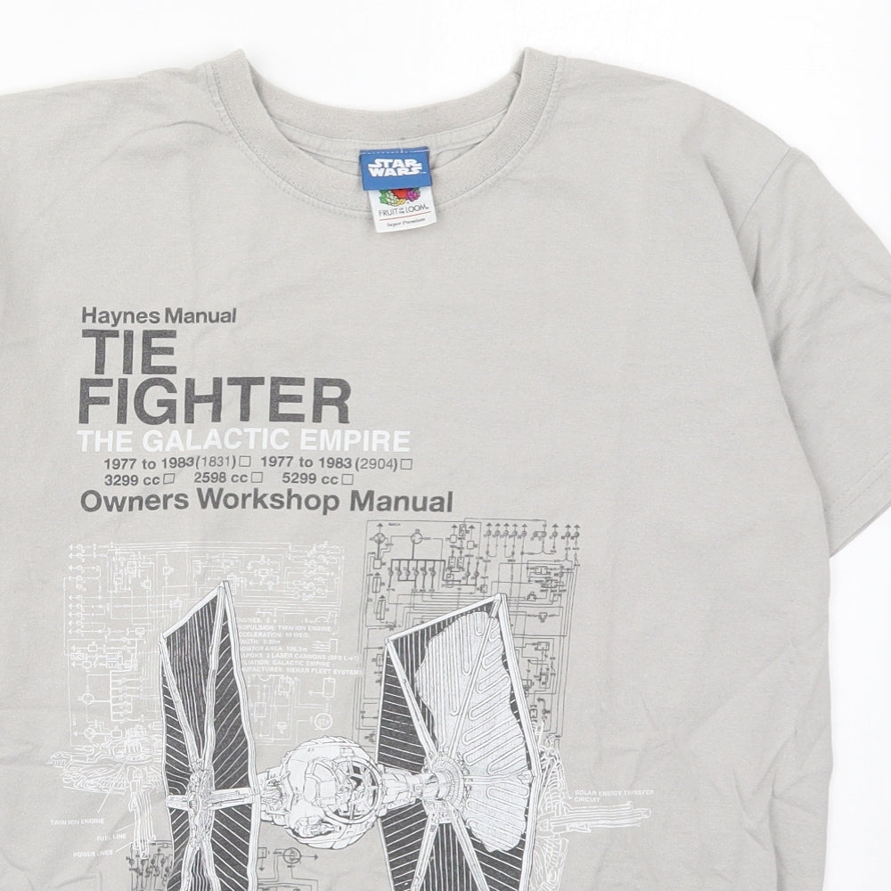 Fruit of the Loom Mens Grey  Cotton  T-Shirt Size S Crew Neck  - Star Wars The Fighter