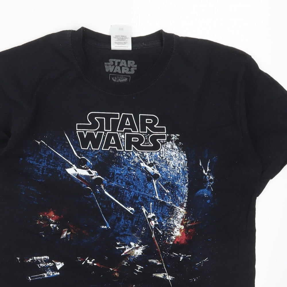 Fruit of the Loom Mens Black  Cotton  T-Shirt Size S Crew Neck  - Star Wars