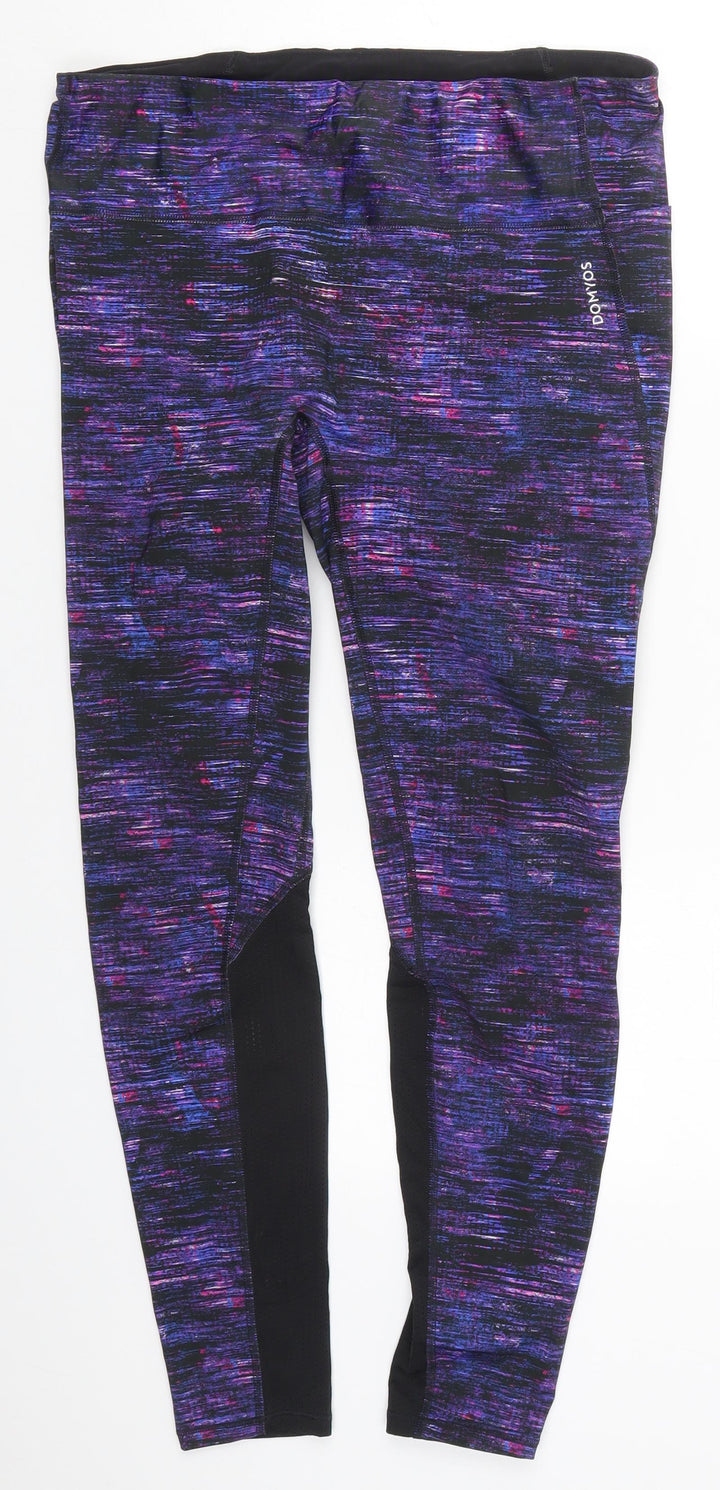 DOMYOS Womens Purple Polyester Compression Leggings Size 33 in L30 in Regular