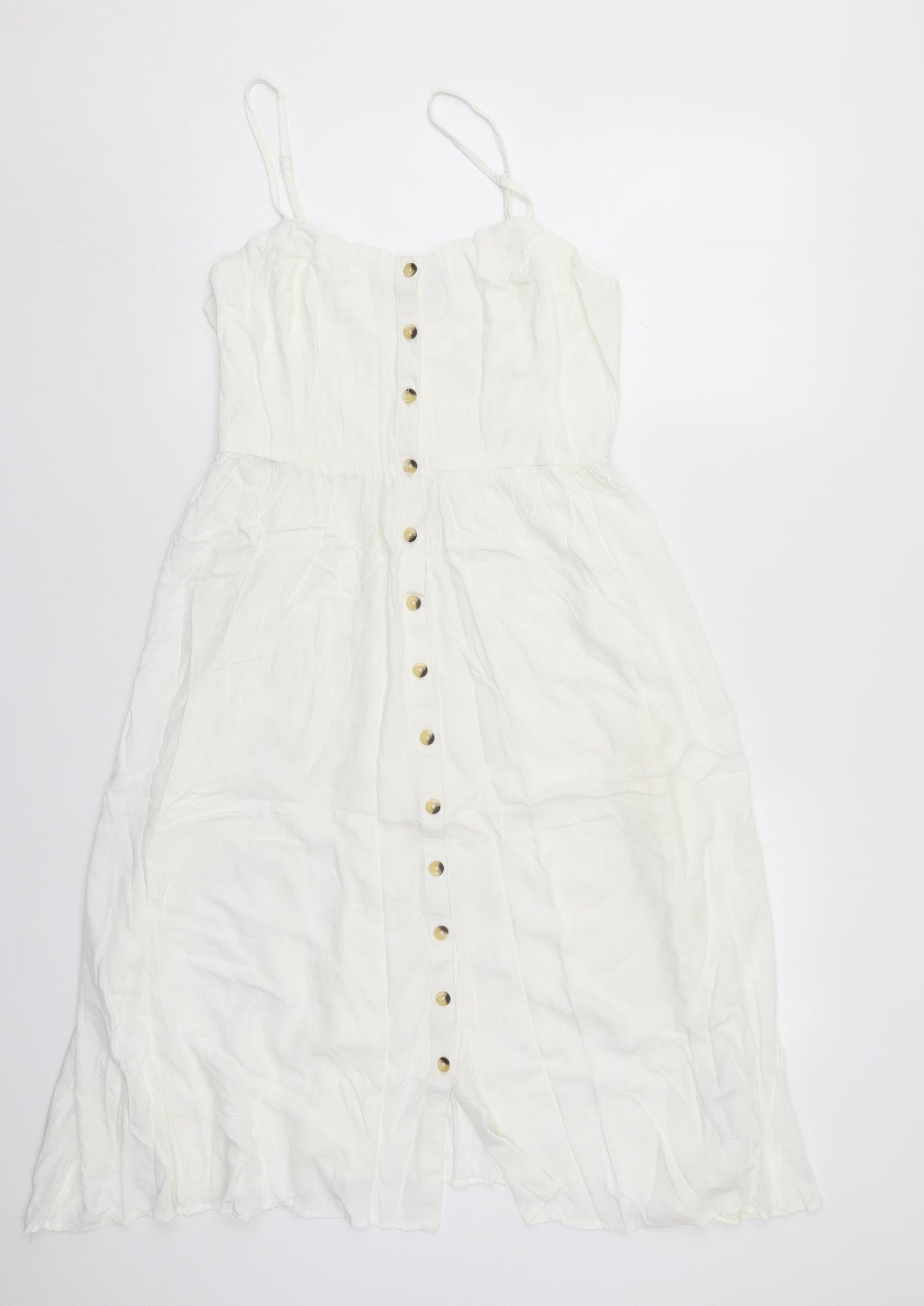New Look Womens Ivory  Viscose Tank Dress  Size 12  Sweetheart Button
